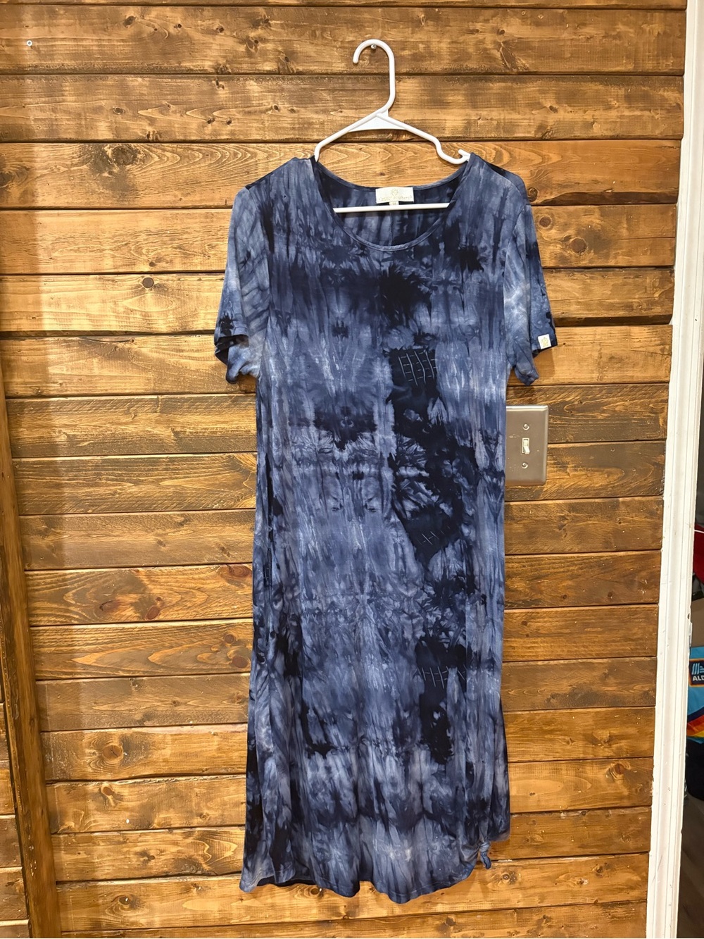 Simply Southern Navy Blue Tie-Dye flowy hippie boho Midi Dress size medium